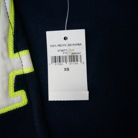 New Gap Kids Fleece Hoodie Logo Zippered Navy - Picture 4 of 5